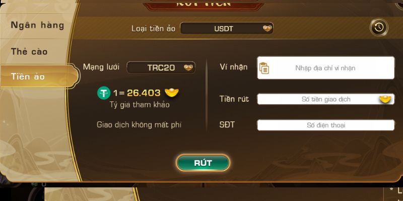 Rút tiền qua ví tiền ảo