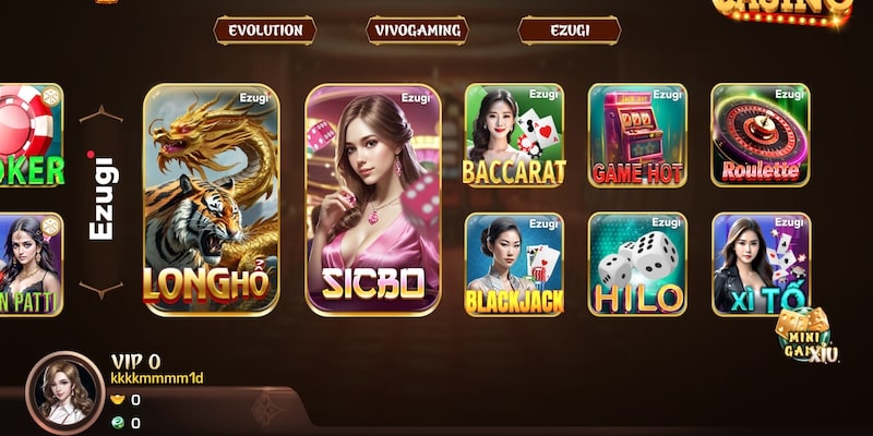 Ezugi có nhiều trò chơi hấp dẫn